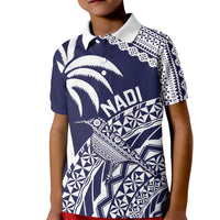 Nadi Fiji 2026 Rugby Custom Kid Polo Shirt Kikau Fijian Tapa Pattern LT14 Kid Navy Blue - Polynesian Pride