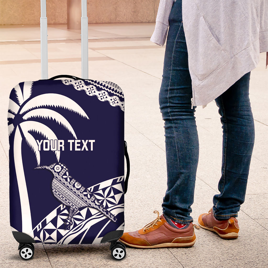 Nadi Fiji 2026 Rugby Custom Luggage Cover Kikau Fijian Tapa Pattern LT14 Navy Blue - Polynesian Pride