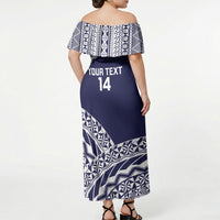 Nadi Fiji 2026 Rugby Custom Off Shoulder Maxi Dress Kikau Fijian Tapa Pattern LT14 - Polynesian Pride