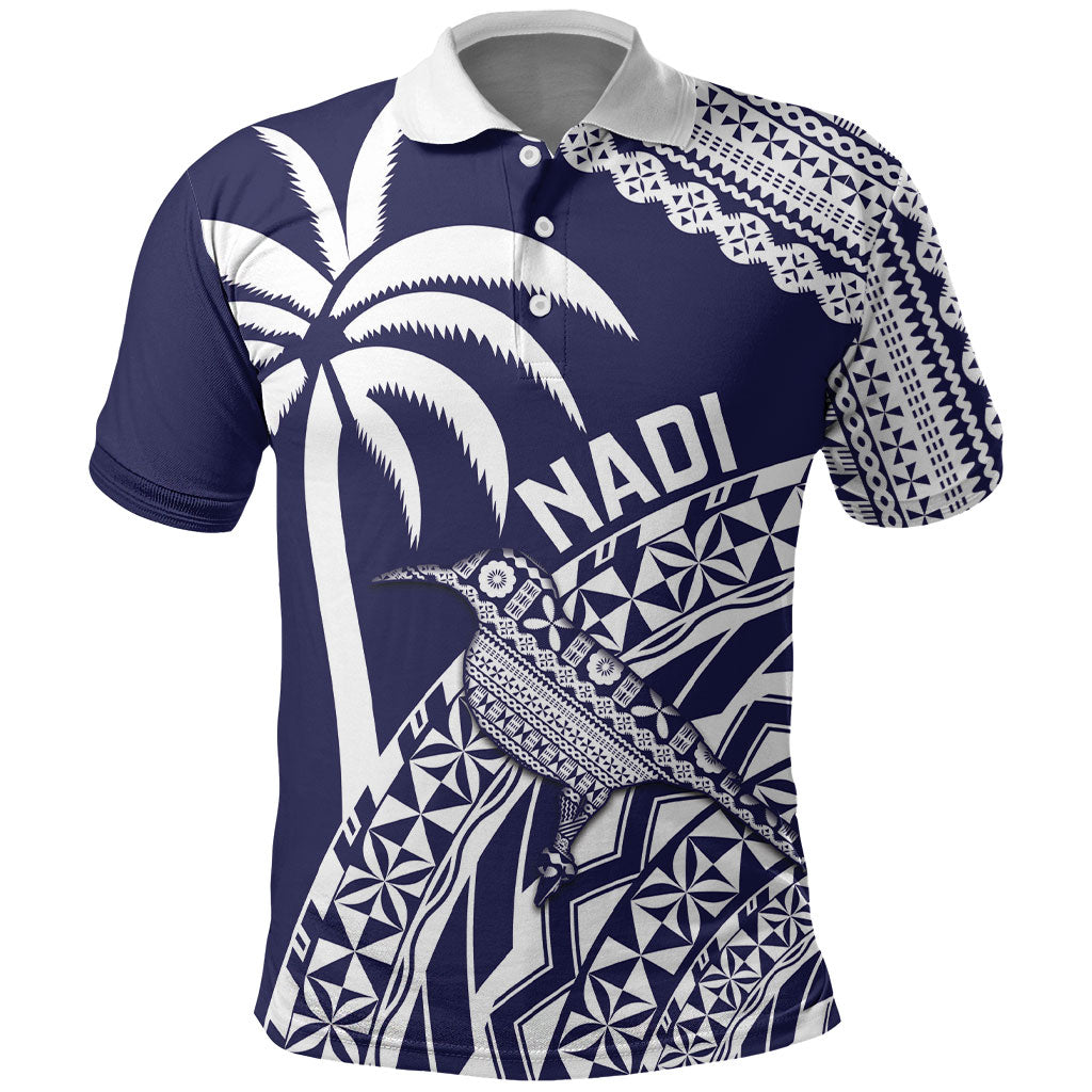 Nadi Fiji 2026 Rugby Custom Polo Shirt Kikau Fijian Tapa Pattern LT14 Navy Blue - Polynesian Pride