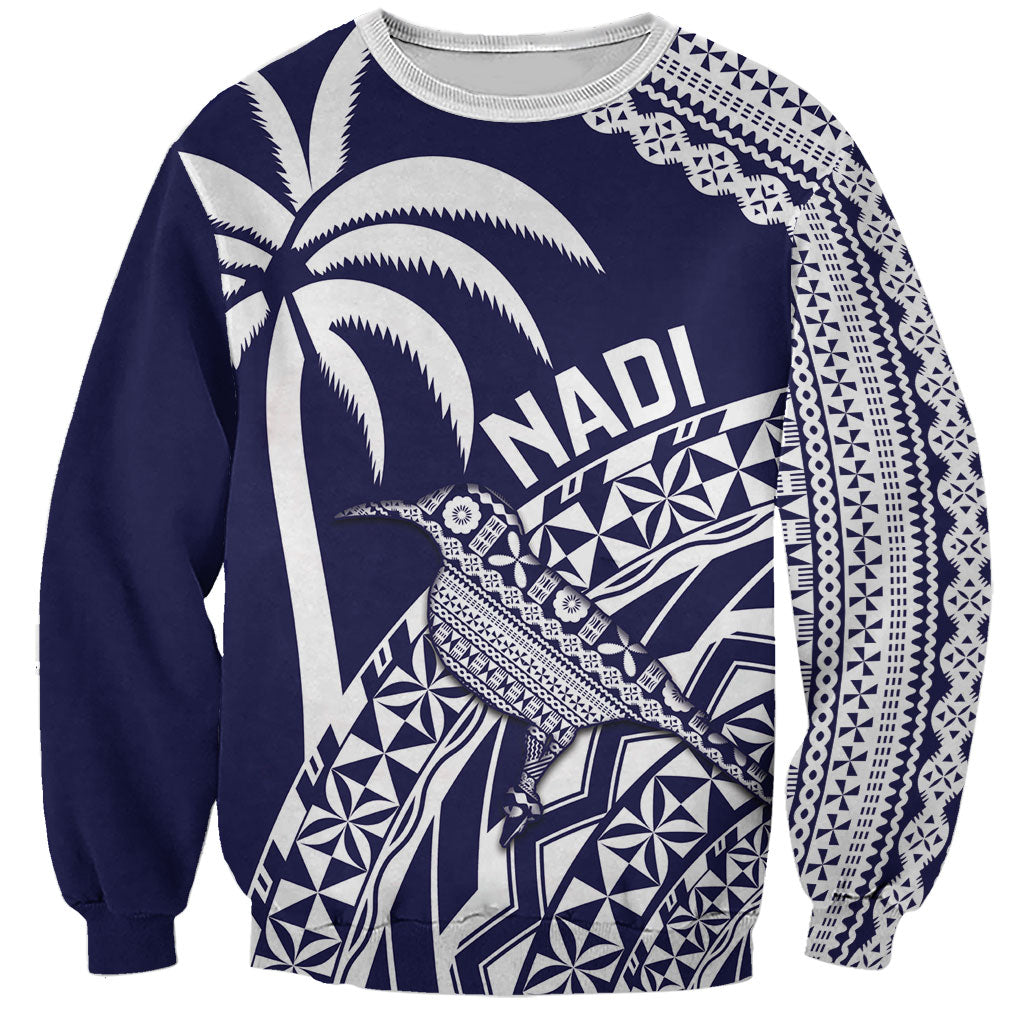 Nadi Fiji 2026 Rugby Custom Sweatshirt Kikau Fijian Tapa Pattern LT14 Unisex Navy Blue - Polynesian Pride