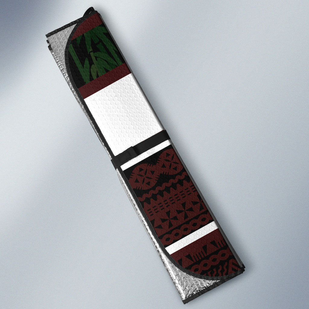Naitasiri Fiji 2026 Rugby Auto Sun Shade Highland Warriors Fijian Tapa Pattern LT14 - Polynesian Pride