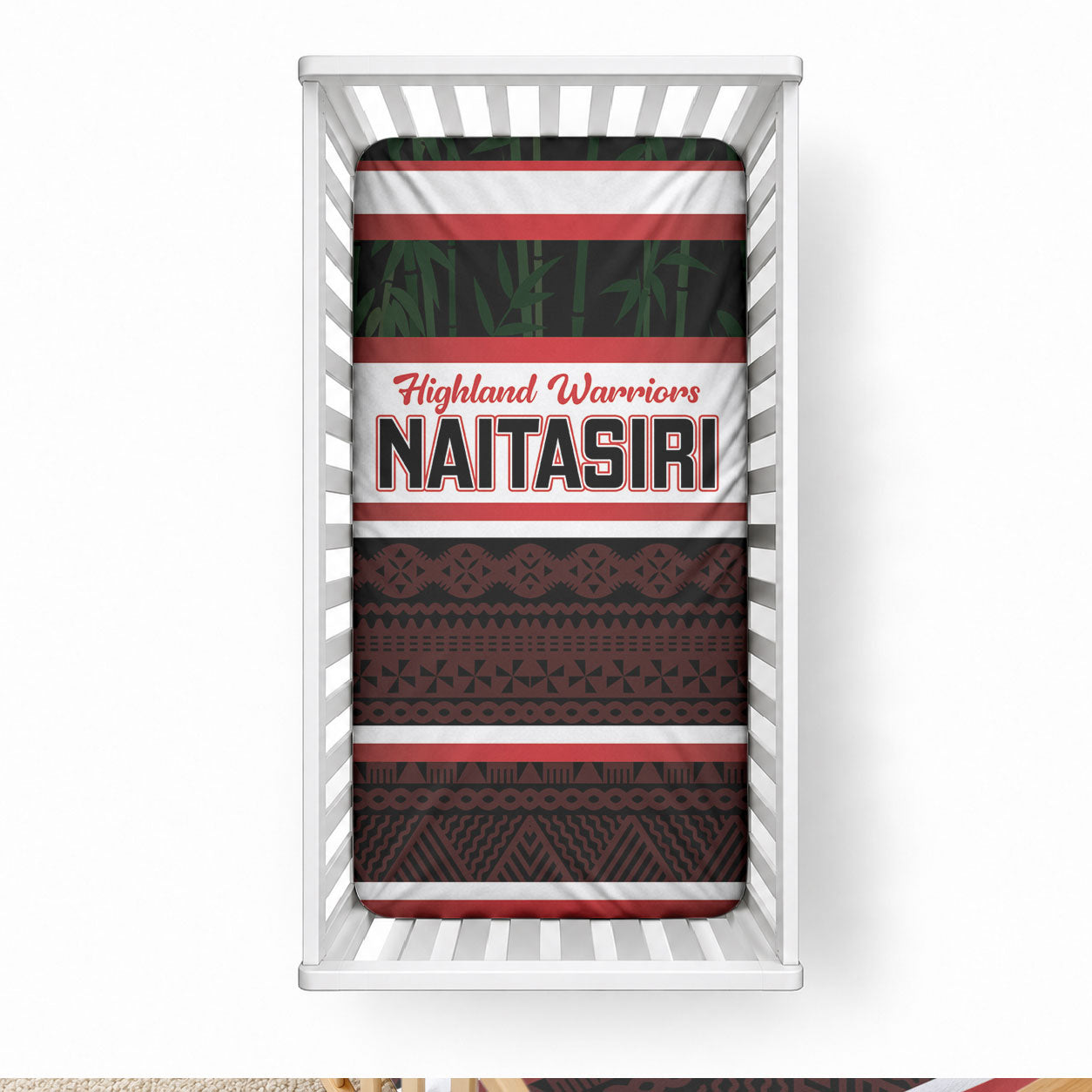 Naitasiri Fiji 2026 Rugby Baby Bed Cover Highland Warriors Fijian Tapa Pattern LT14 28 × 52 in Black - Polynesian Pride