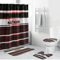 Naitasiri Fiji 2026 Rugby Bathroom Set Highland Warriors Fijian Tapa Pattern LT14 Bathroom Set (4 pcs) Black - Polynesian Pride