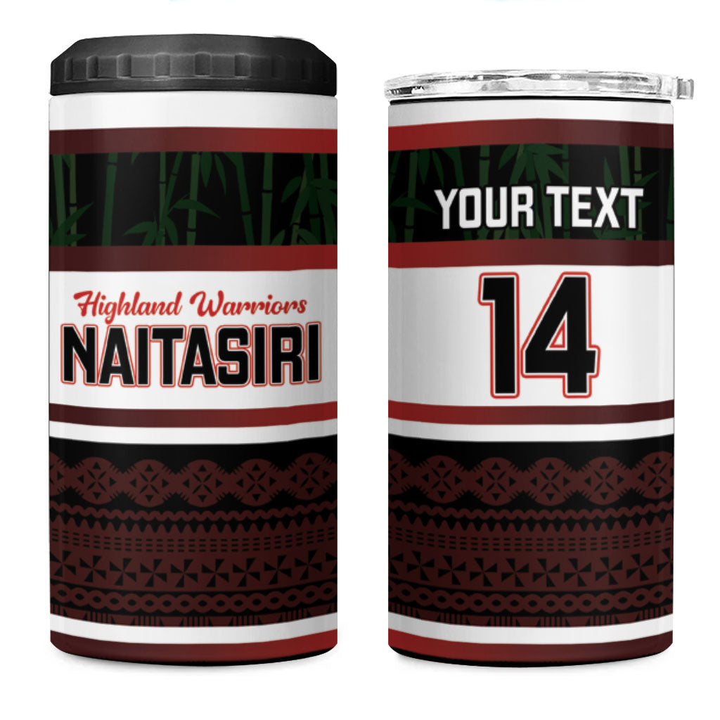 Naitasiri Fiji 2026 Rugby Custom 4 in 1 Can Cooler Tumbler Highland Warriors Fijian Tapa Pattern LT14 One Size: 16 oz Black - Polynesian Pride
