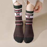 Naitasiri Fiji 2026 Rugby Custom Crew Socks Highland Warriors Fijian Tapa Pattern LT14 Crew Socks Black - Polynesian Pride