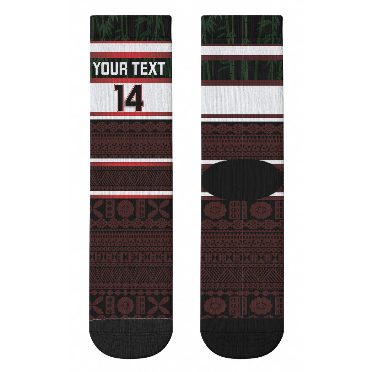 Naitasiri Fiji 2026 Rugby Custom Crew Socks Highland Warriors Fijian Tapa Pattern LT14 - Polynesian Pride