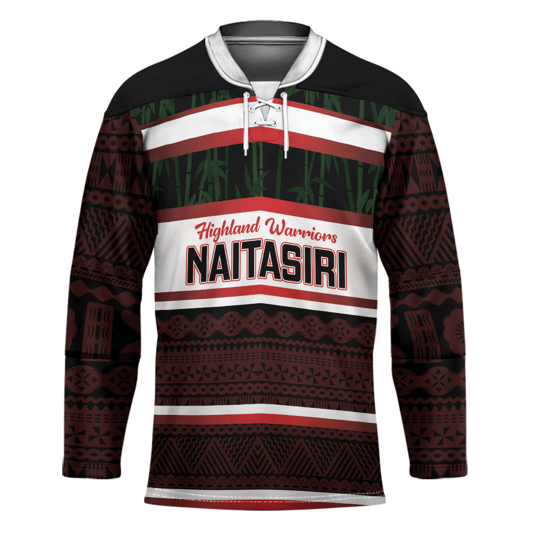 Naitasiri Fiji 2026 Rugby Custom Hockey Jersey Highland Warriors Fijian Tapa Pattern LT14 Unisex Black - Polynesian Pride