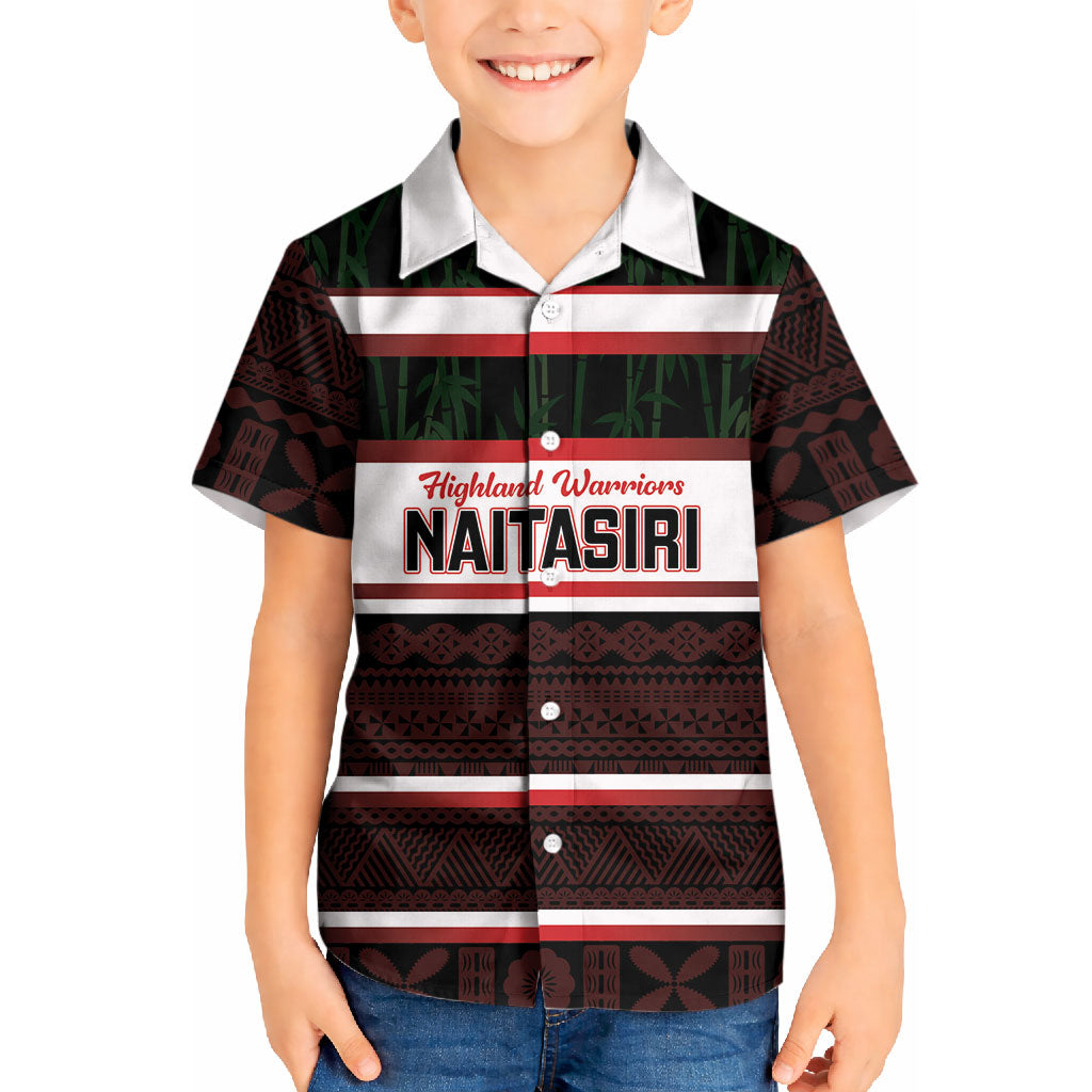 Naitasiri Fiji 2026 Rugby Custom Kid Hawaiian Shirt Highland Warriors Fijian Tapa Pattern LT14 Kid Black - Polynesian Pride