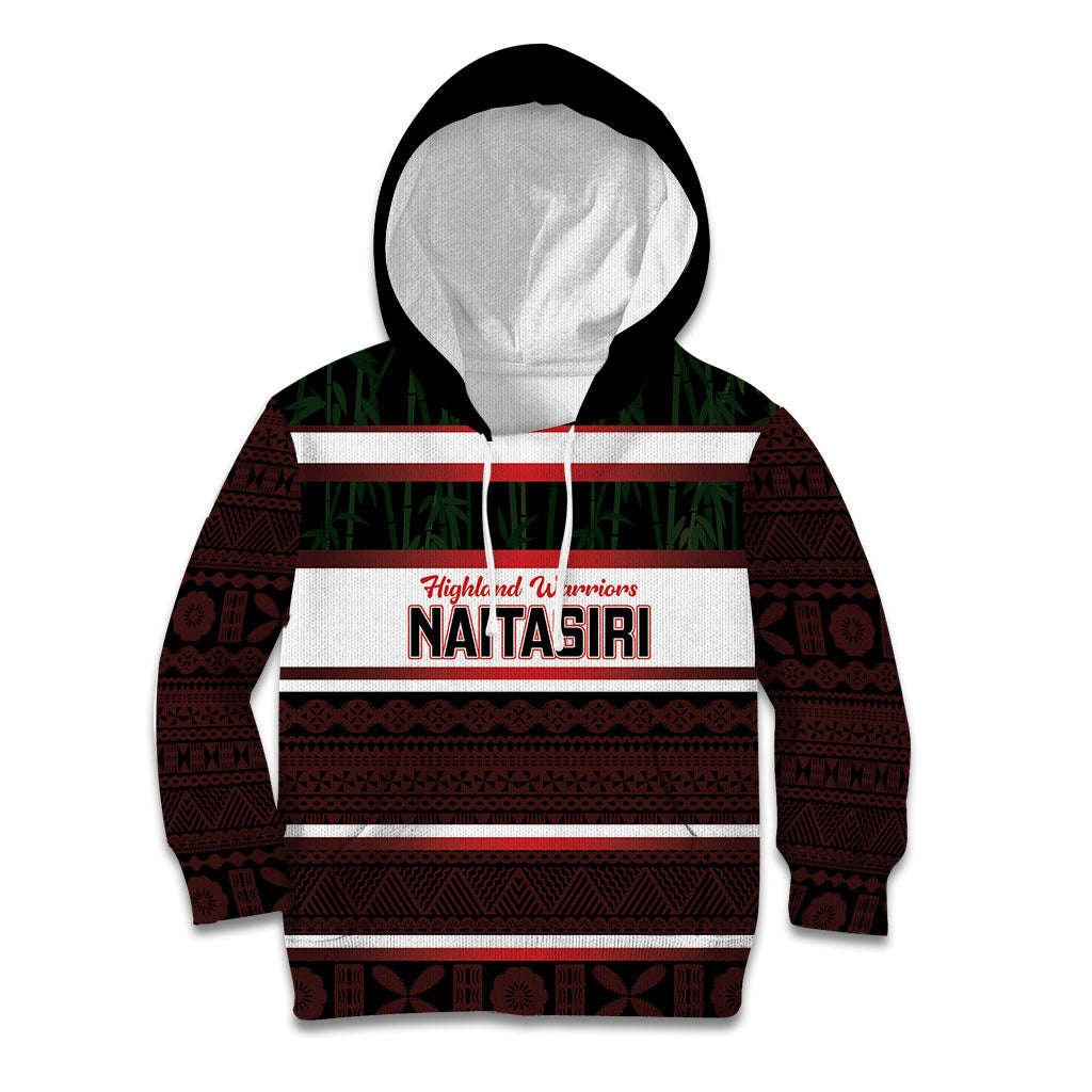 Naitasiri Fiji 2026 Rugby Custom Kid Hoodie Highland Warriors Fijian Tapa Pattern LT14 Hoodie Black - Polynesian Pride