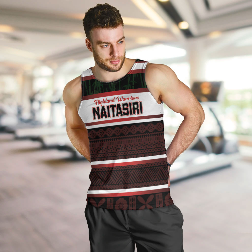 Naitasiri Fiji 2026 Rugby Custom Men Tank Top Highland Warriors Fijian Tapa Pattern LT14 Black - Polynesian Pride