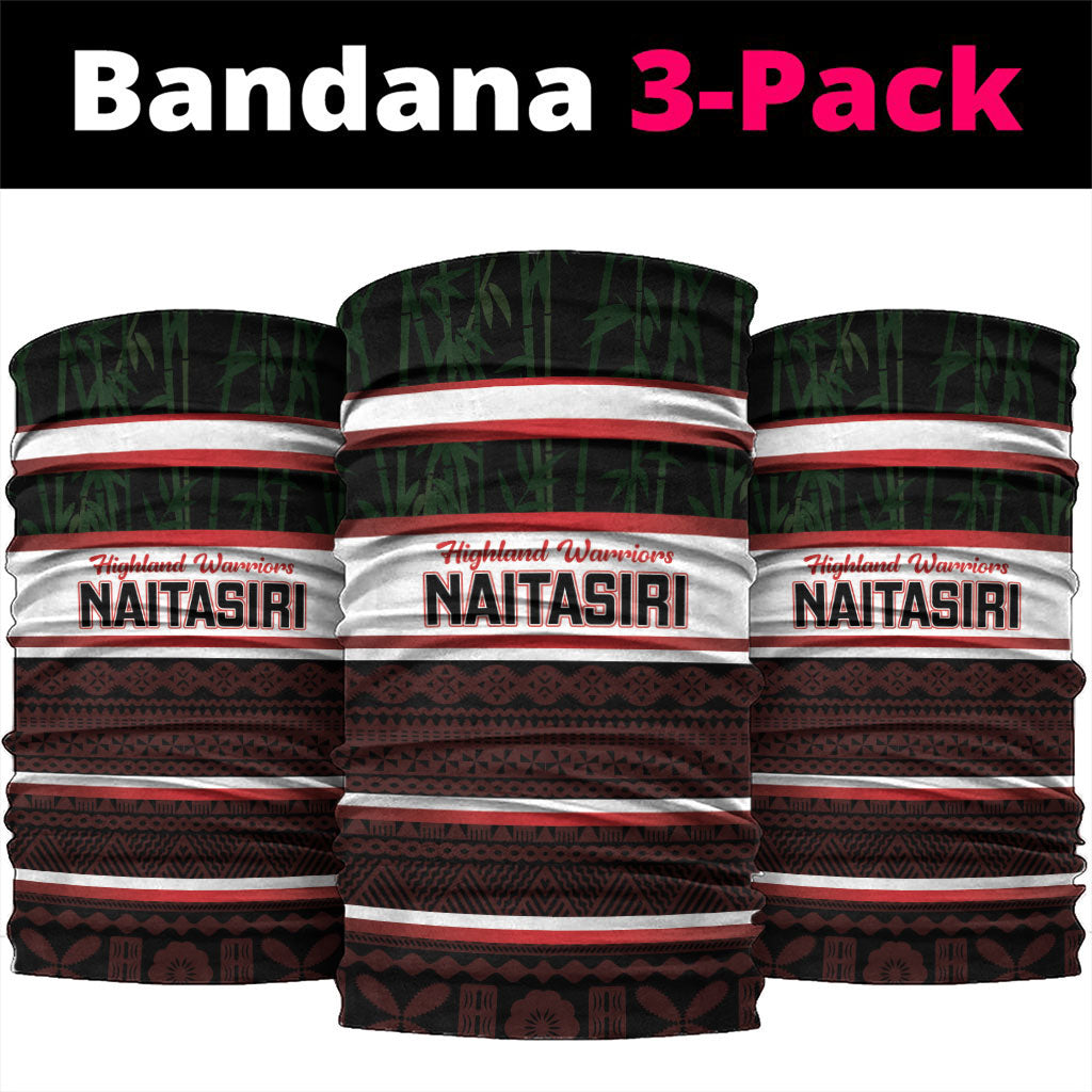 Naitasiri Fiji 2026 Rugby Neck Gaiter Highland Warriors Fijian Tapa Pattern LT14 package One Size: 25*50cm Black - Polynesian Pride