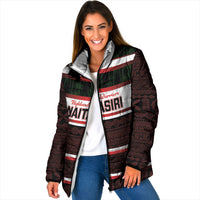 Naitasiri Fiji 2026 Rugby Custom Padded Jacket Highland Warriors Fijian Tapa Pattern LT14 Women Black - Polynesian Pride