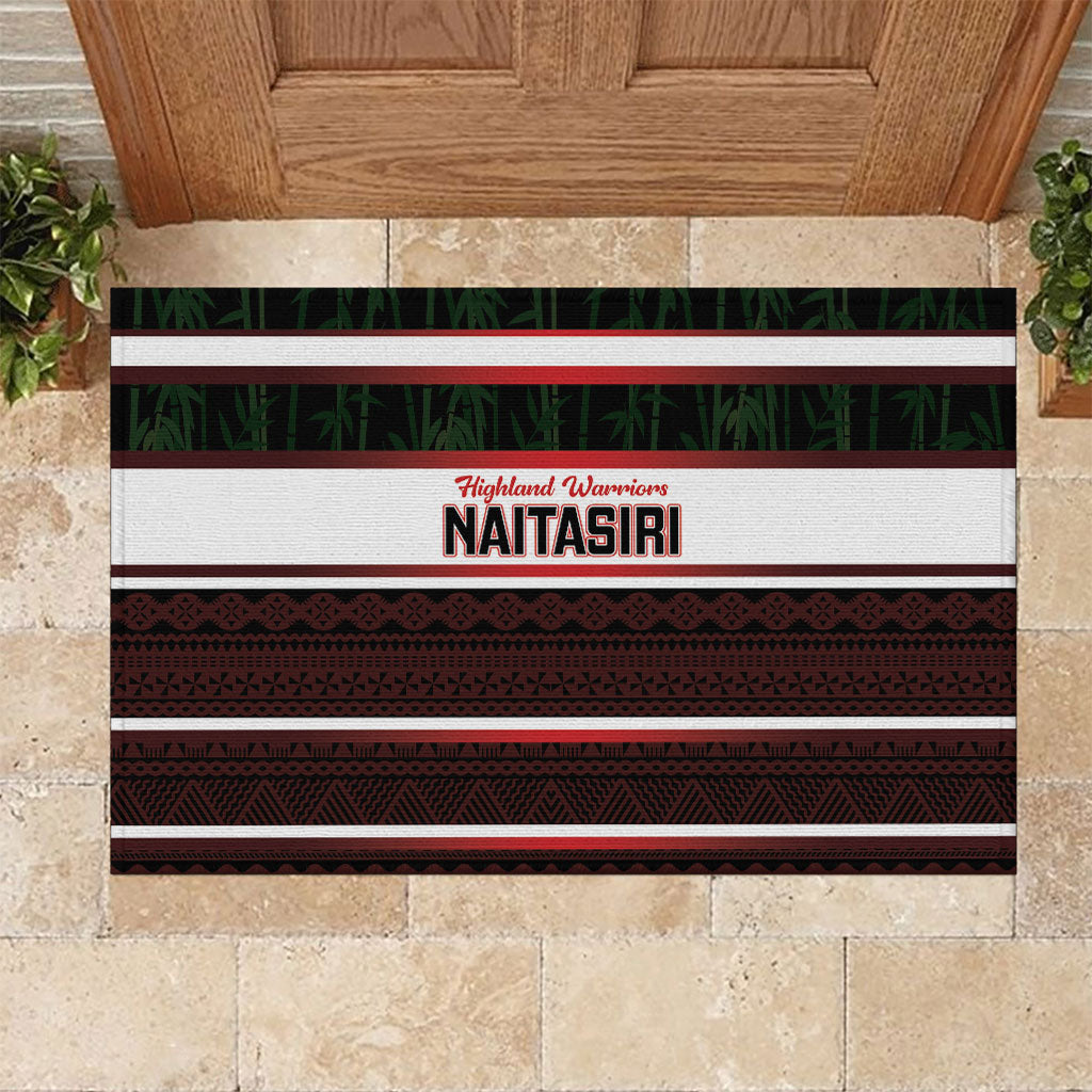 Naitasiri Fiji 2026 Rugby Rubber Doormat Highland Warriors Fijian Tapa Pattern LT14 Black - Polynesian Pride