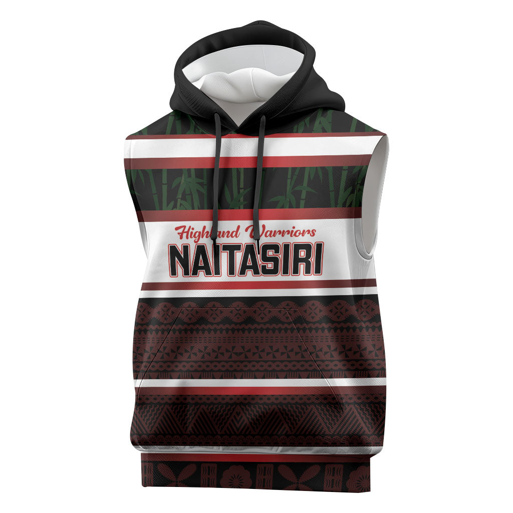 Naitasiri Fiji 2026 Rugby Custom Sleeveless Hoodie Highland Warriors Fijian Tapa Pattern LT14 Black - Polynesian Pride