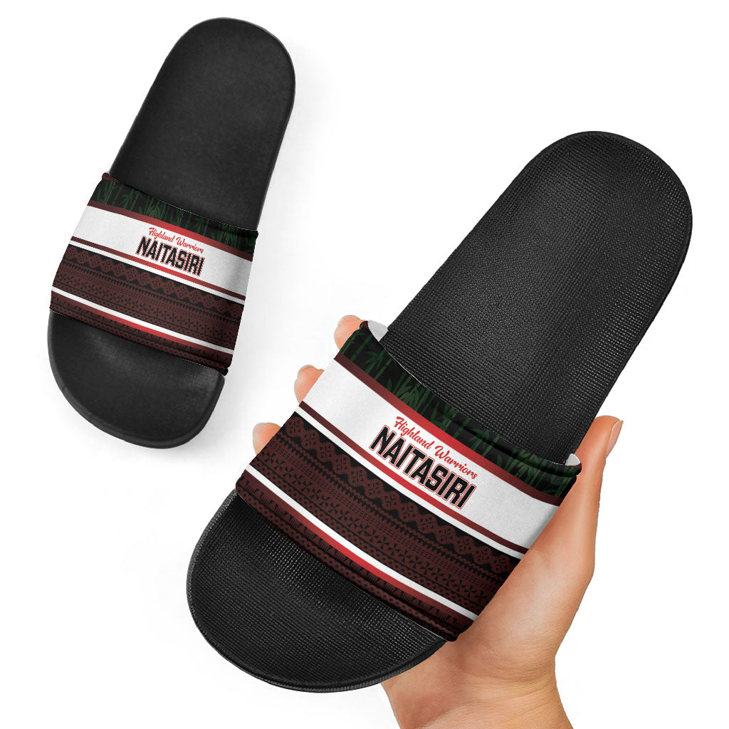 Naitasiri Fiji 2026 Rugby Slide Sandals Highland Warriors Fijian Tapa Pattern LT14 - Polynesian Pride