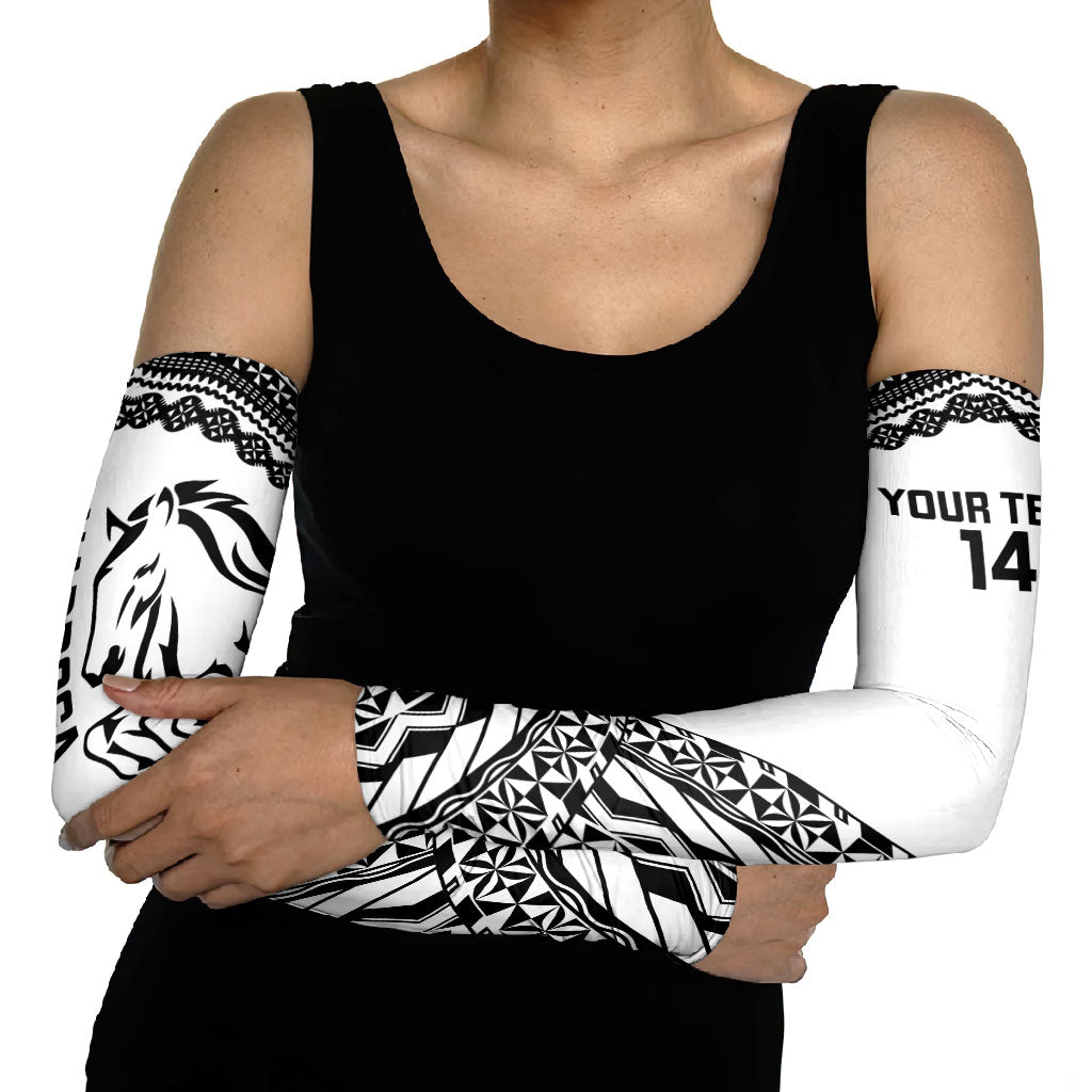 Nadroga Fiji 2026 Rugby Custom Arm Sleeves Stallion Fijian Tapa Pattern LT14 - Polynesian Pride
