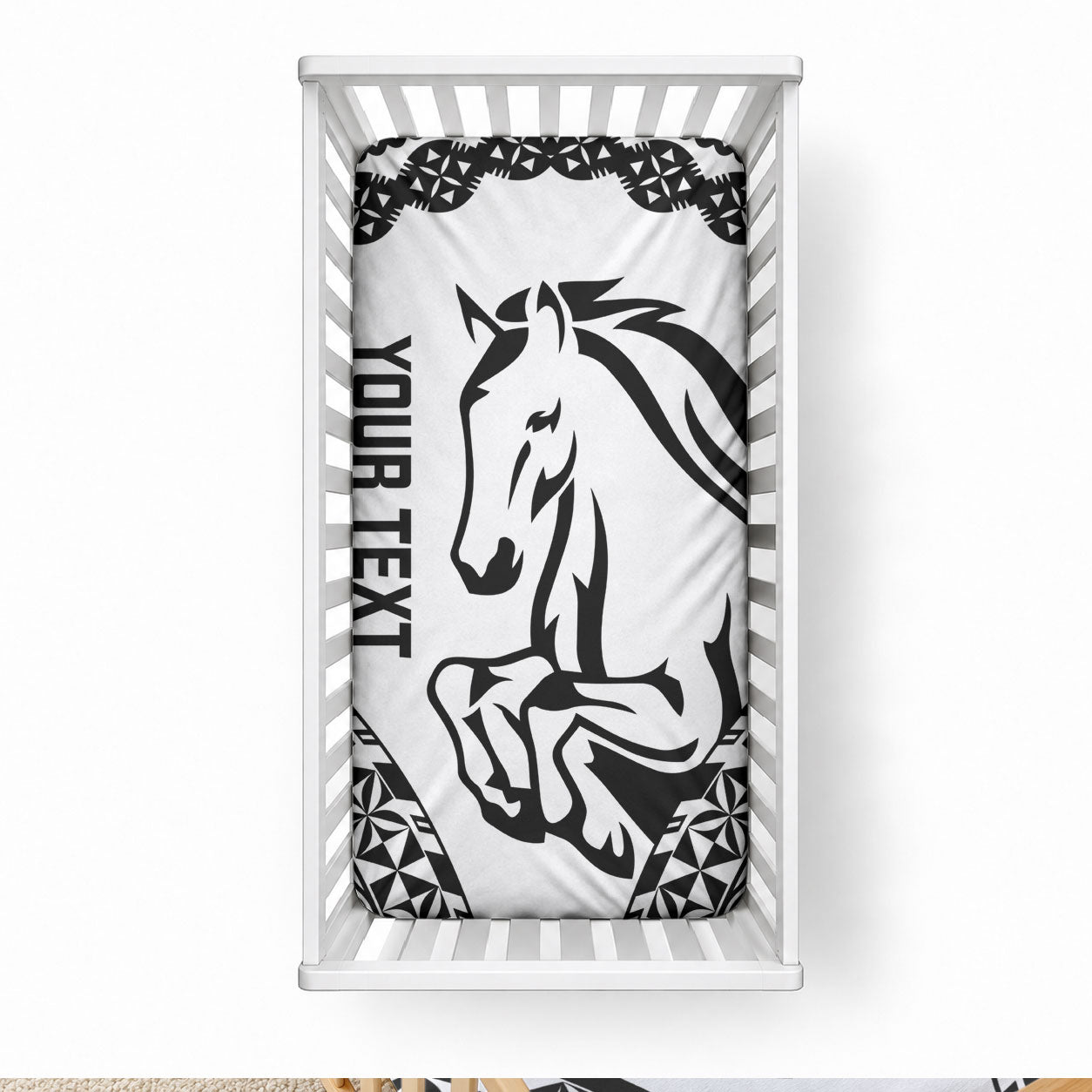 Nadroga Fiji 2026 Rugby Custom Baby Bed Cover Stallion Fijian Tapa Pattern LT14 28 × 52 in White - Polynesian Pride