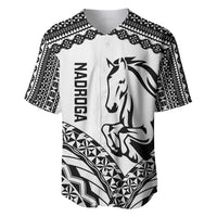 Nadroga Fiji 2026 Rugby Custom Baseball Jersey Stallion Fijian Tapa Pattern LT14 White - Polynesian Pride