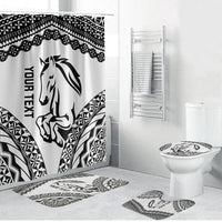 Nadroga Fiji 2026 Rugby Custom Bathroom Set Stallion Fijian Tapa Pattern LT14 Bathroom Set (4 pcs) White - Polynesian Pride