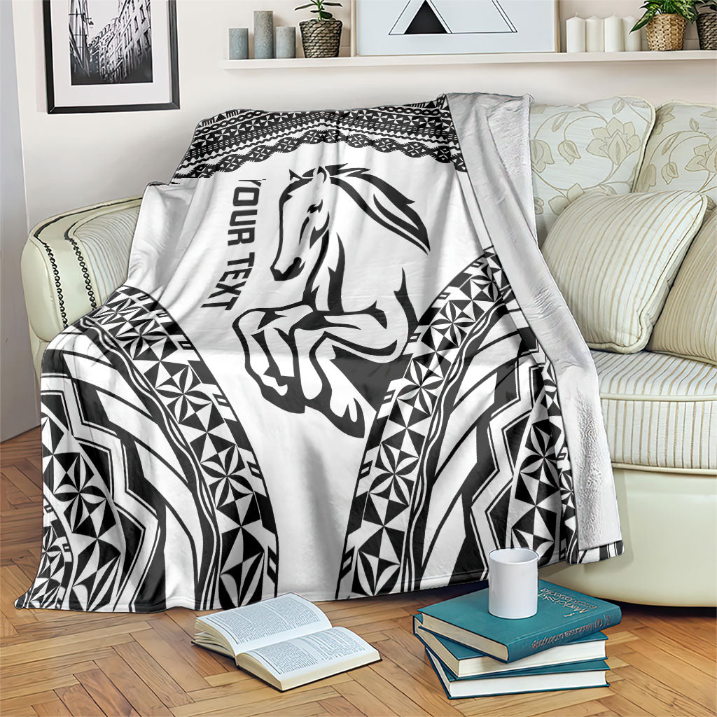 Nadroga Fiji 2026 Rugby Custom Blanket Stallion Fijian Tapa Pattern LT14 White - Polynesian Pride