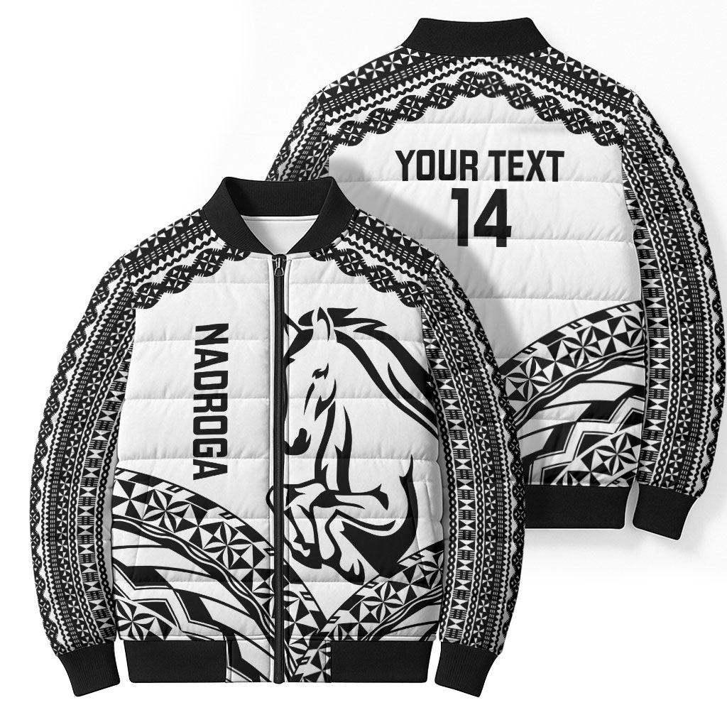 Nadroga Fiji 2026 Rugby Custom Bomber Puffer Jacket Stallion Fijian Tapa Pattern LT14 - Polynesian Pride