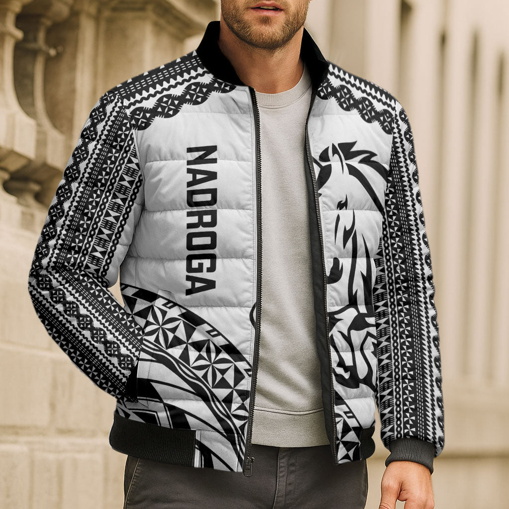 Nadroga Fiji 2026 Rugby Custom Bomber Puffer Jacket Stallion Fijian Tapa Pattern LT14 - Polynesian Pride