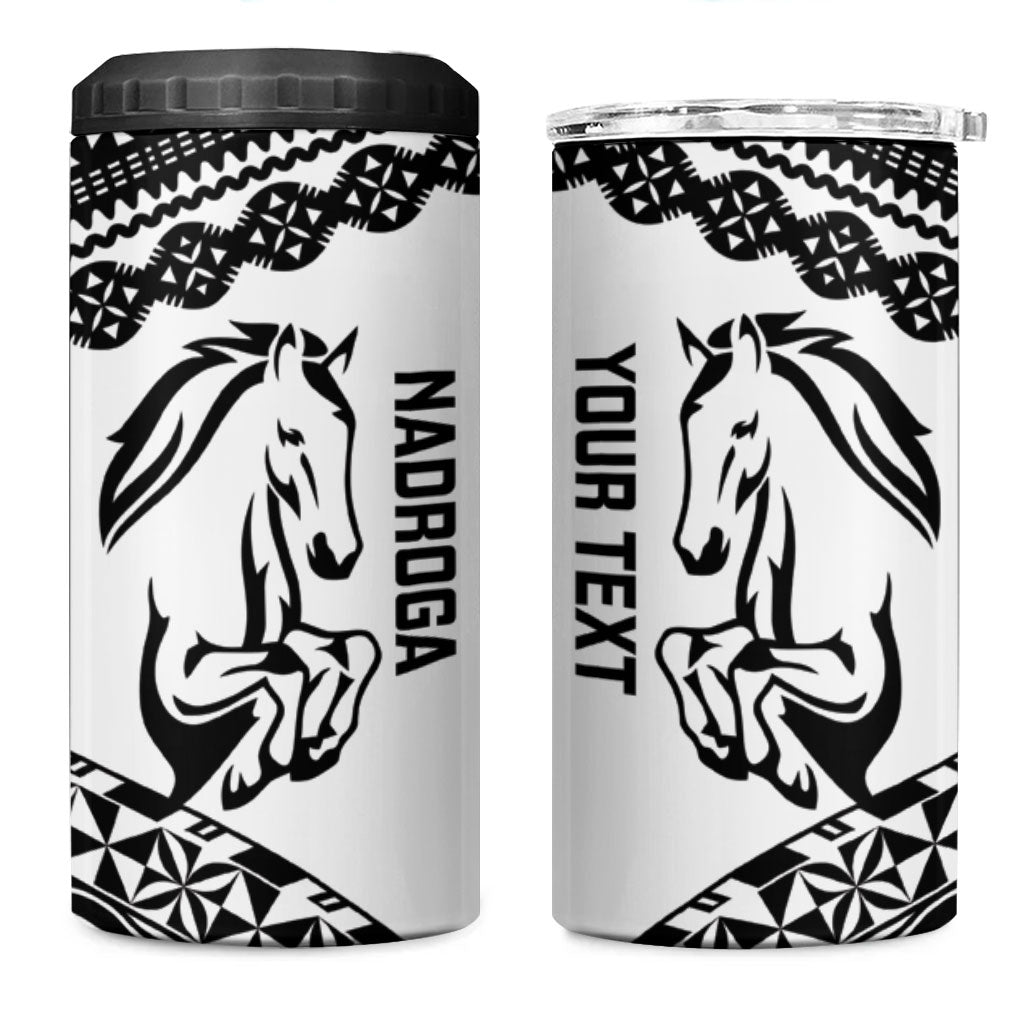 Nadroga Fiji 2026 Rugby Custom 4 in 1 Can Cooler Tumbler Stallion Fijian Tapa Pattern LT14 One Size: 16 oz White - Polynesian Pride
