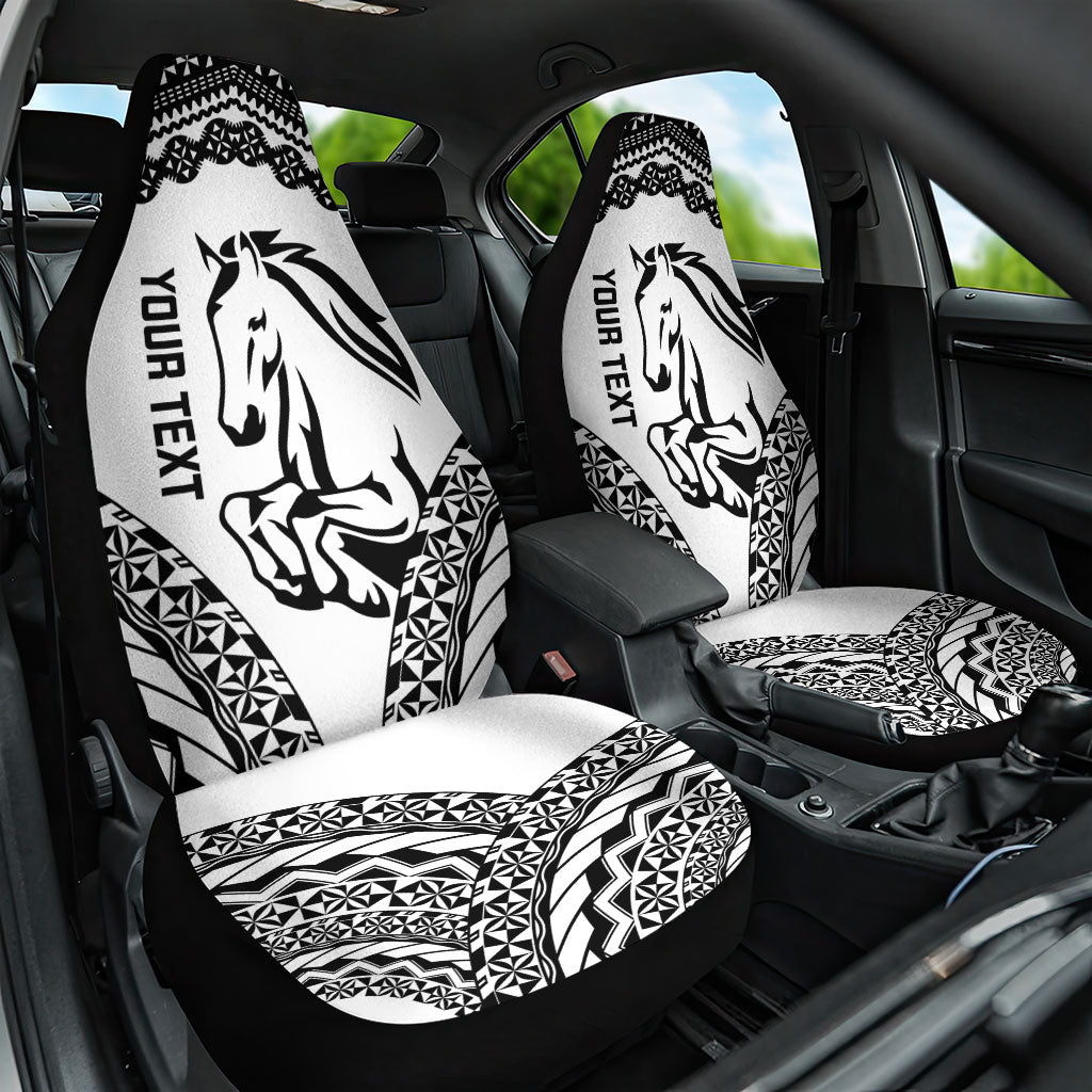 Nadroga Fiji 2026 Rugby Custom Car Seat Cover Stallion Fijian Tapa Pattern LT14 One Size White - Polynesian Pride