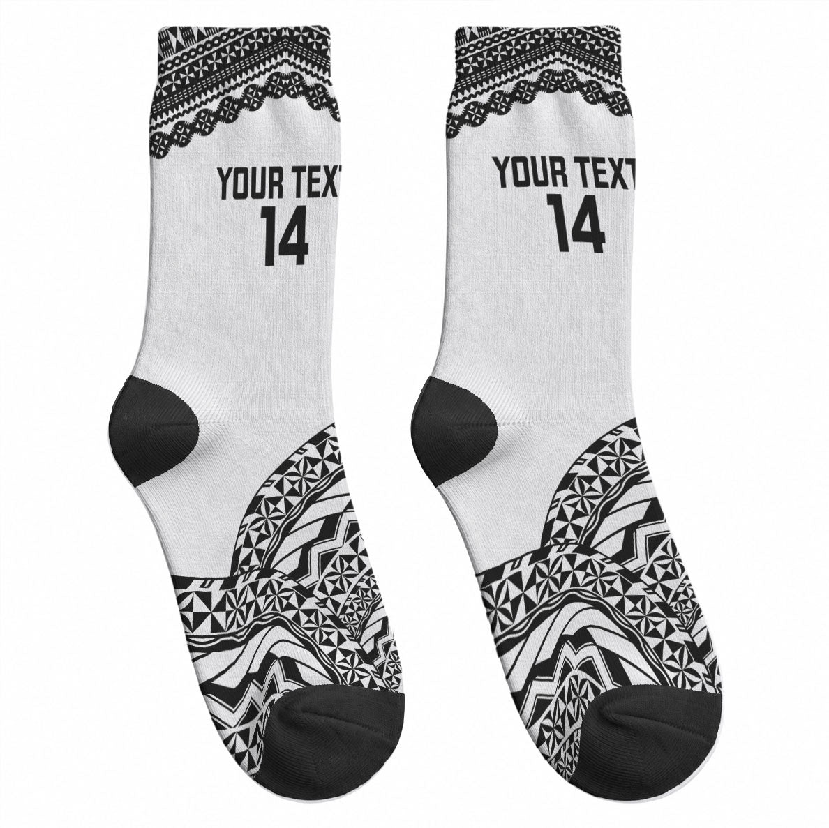Nadroga Fiji 2026 Rugby Custom Crew Socks Stallion Fijian Tapa Pattern LT14 - Polynesian Pride