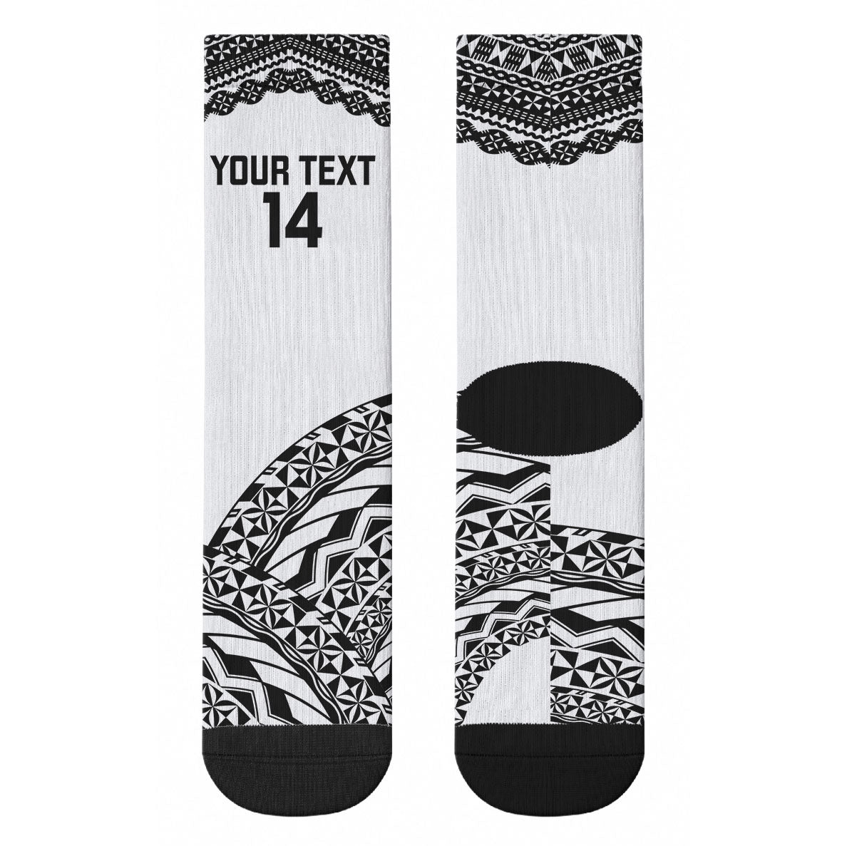 Nadroga Fiji 2026 Rugby Custom Crew Socks Stallion Fijian Tapa Pattern LT14 - Polynesian Pride