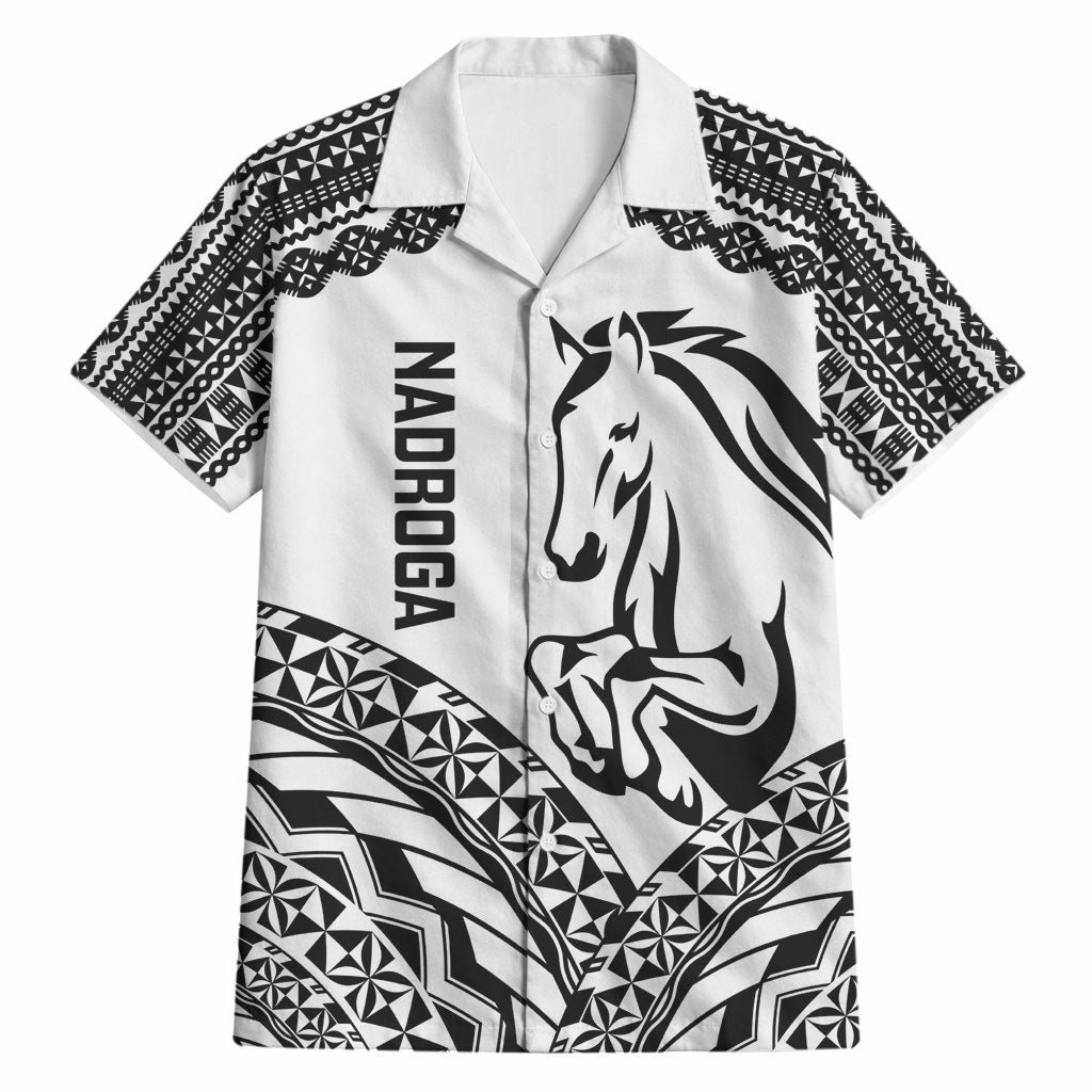 Nadroga Fiji 2026 Rugby Custom Hawaiian Shirt Stallion Fijian Tapa Pattern LT14 White - Polynesian Pride