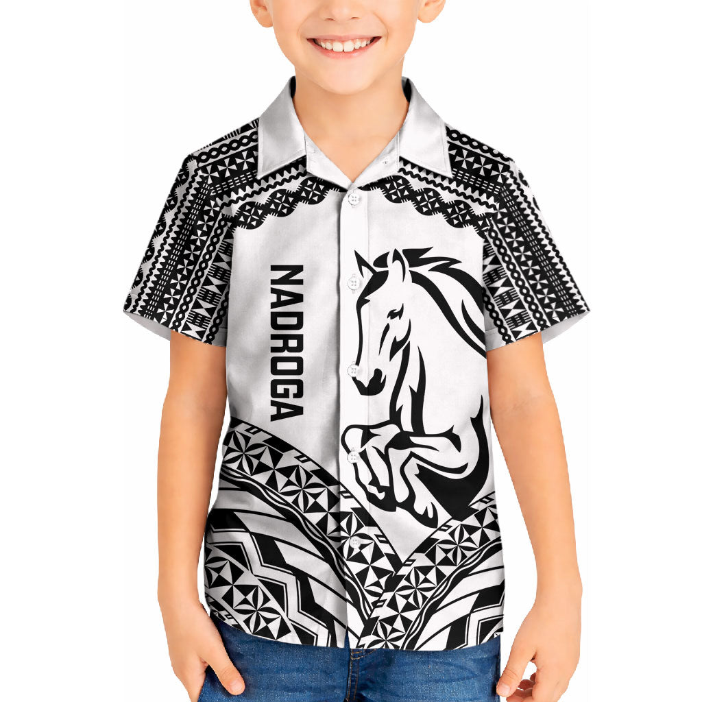 Nadroga Fiji 2026 Rugby Custom Kid Hawaiian Shirt Stallion Fijian Tapa Pattern LT14 Kid White - Polynesian Pride