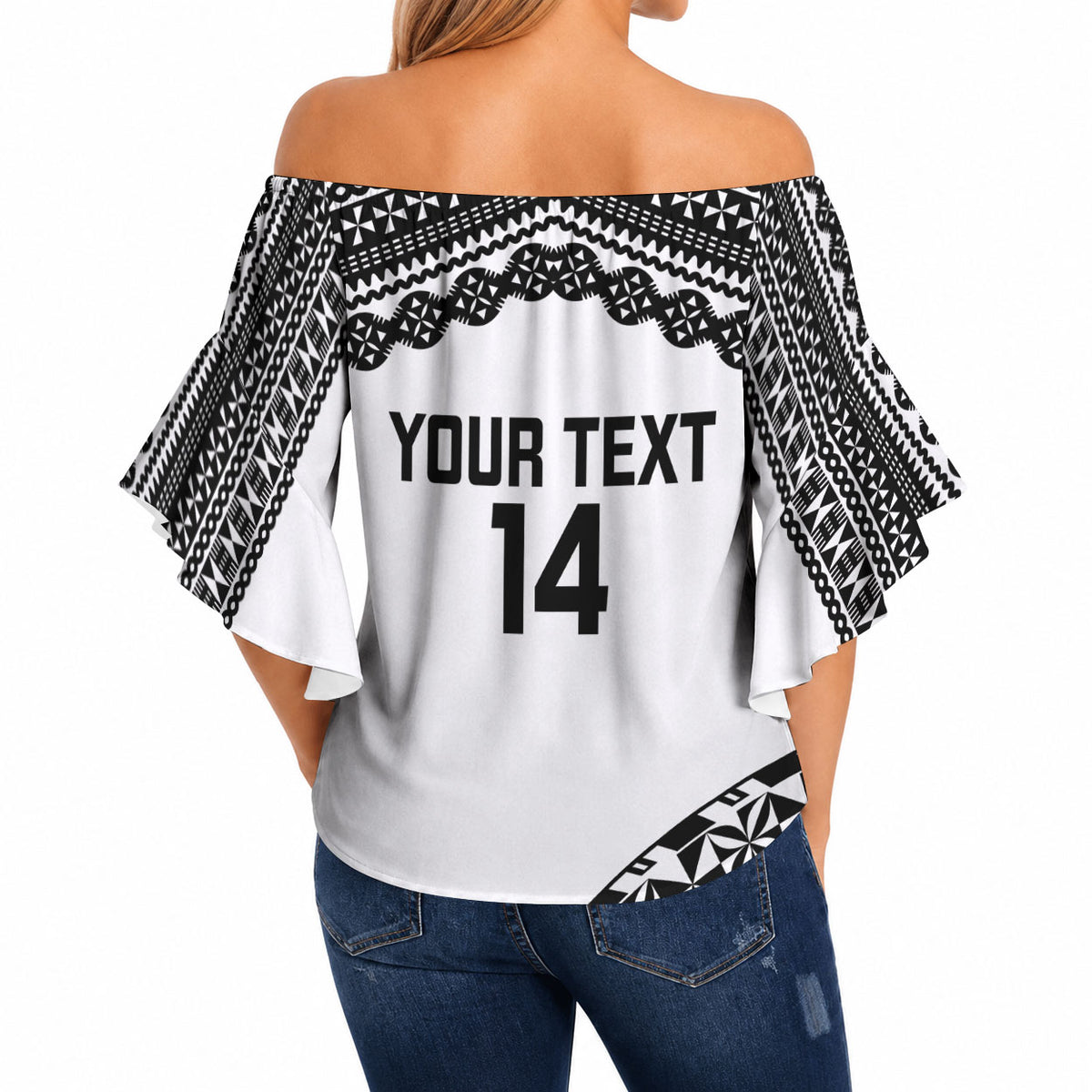 Nadroga Fiji 2026 Rugby Custom Off Shoulder Wrap Waist Top Stallion Fijian Tapa Pattern LT14 - Polynesian Pride