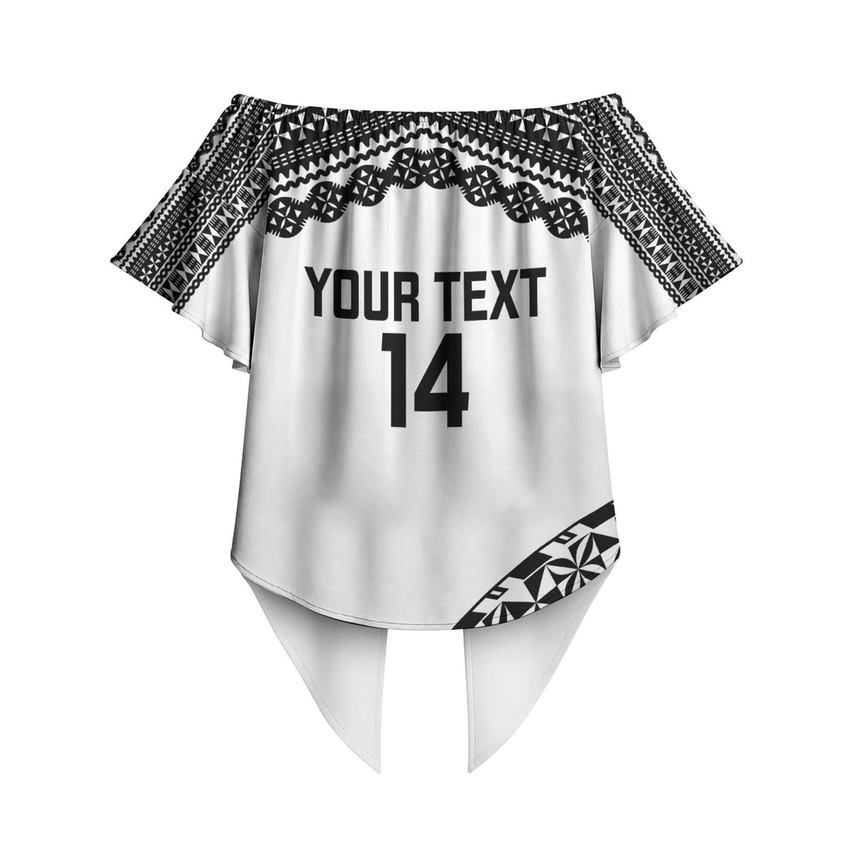 Nadroga Fiji 2026 Rugby Custom Off Shoulder Wrap Waist Top Stallion Fijian Tapa Pattern LT14 - Polynesian Pride