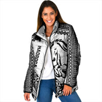 Nadroga Fiji 2026 Rugby Custom Padded Jacket Stallion Fijian Tapa Pattern LT14 Women White - Polynesian Pride