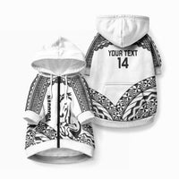 Nadroga Fiji 2026 Rugby Custom Pet Hoodie Stallion Fijian Tapa Pattern LT14 Zip-up White - Polynesian Pride
