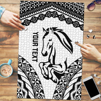 Nadroga Fiji 2026 Rugby Custom Puzzle Stallion Fijian Tapa Pattern LT14 White - Polynesian Pride