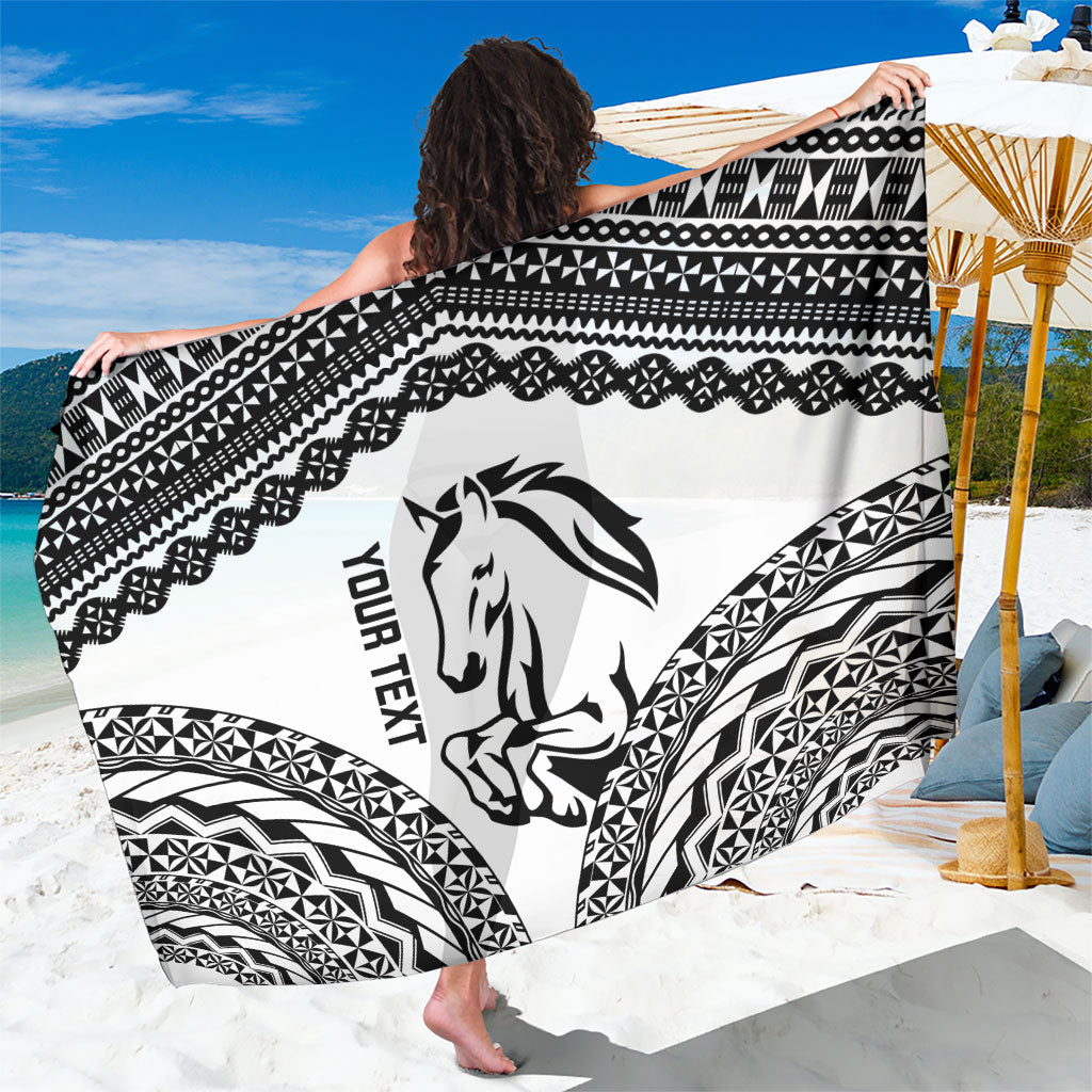 Nadroga Fiji 2026 Rugby Custom Sarong Stallion Fijian Tapa Pattern LT14 One Size 44 x 66 inches White - Polynesian Pride