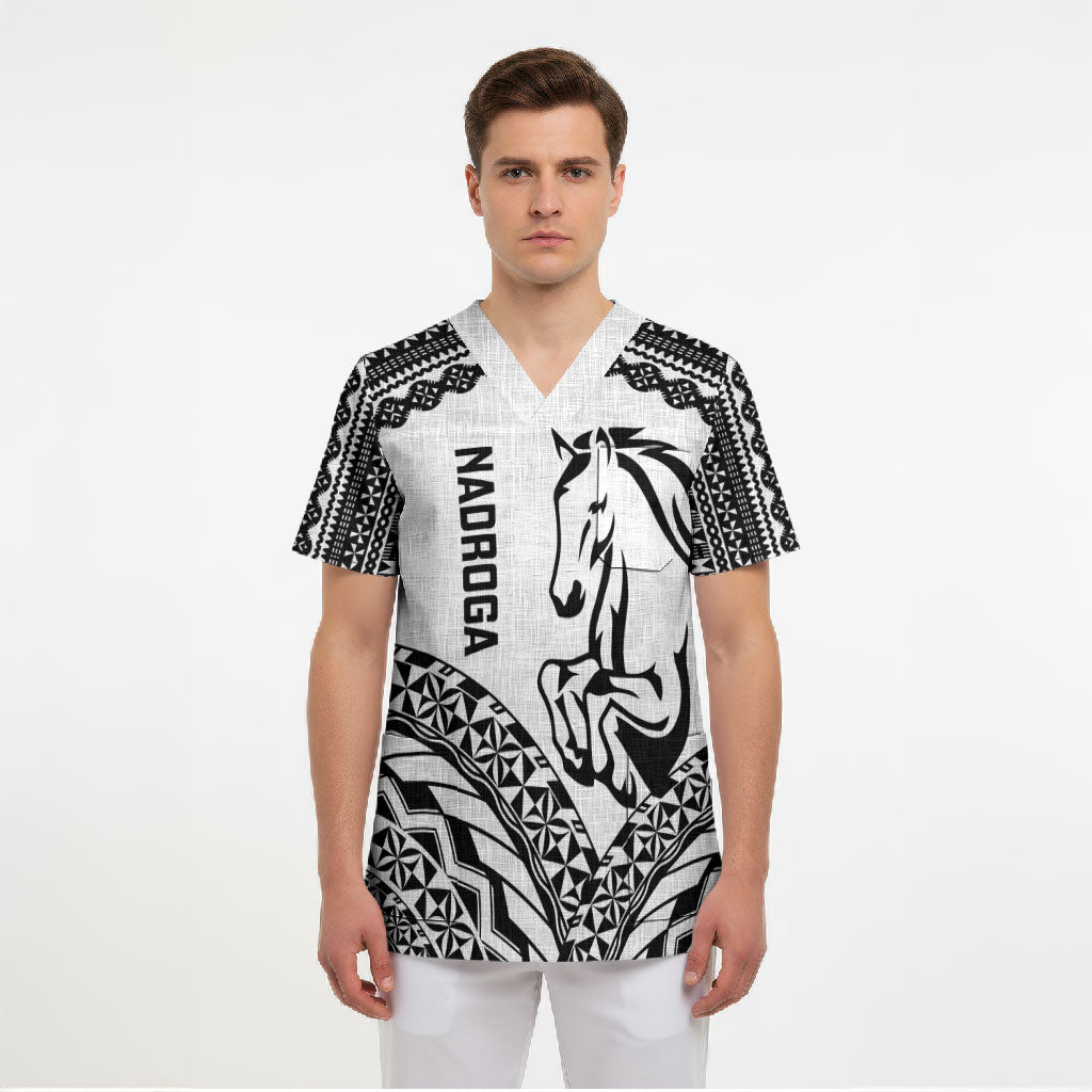 Nadroga Fiji 2026 Rugby Custom Scrub Top Stallion Fijian Tapa Pattern LT14 - Polynesian Pride