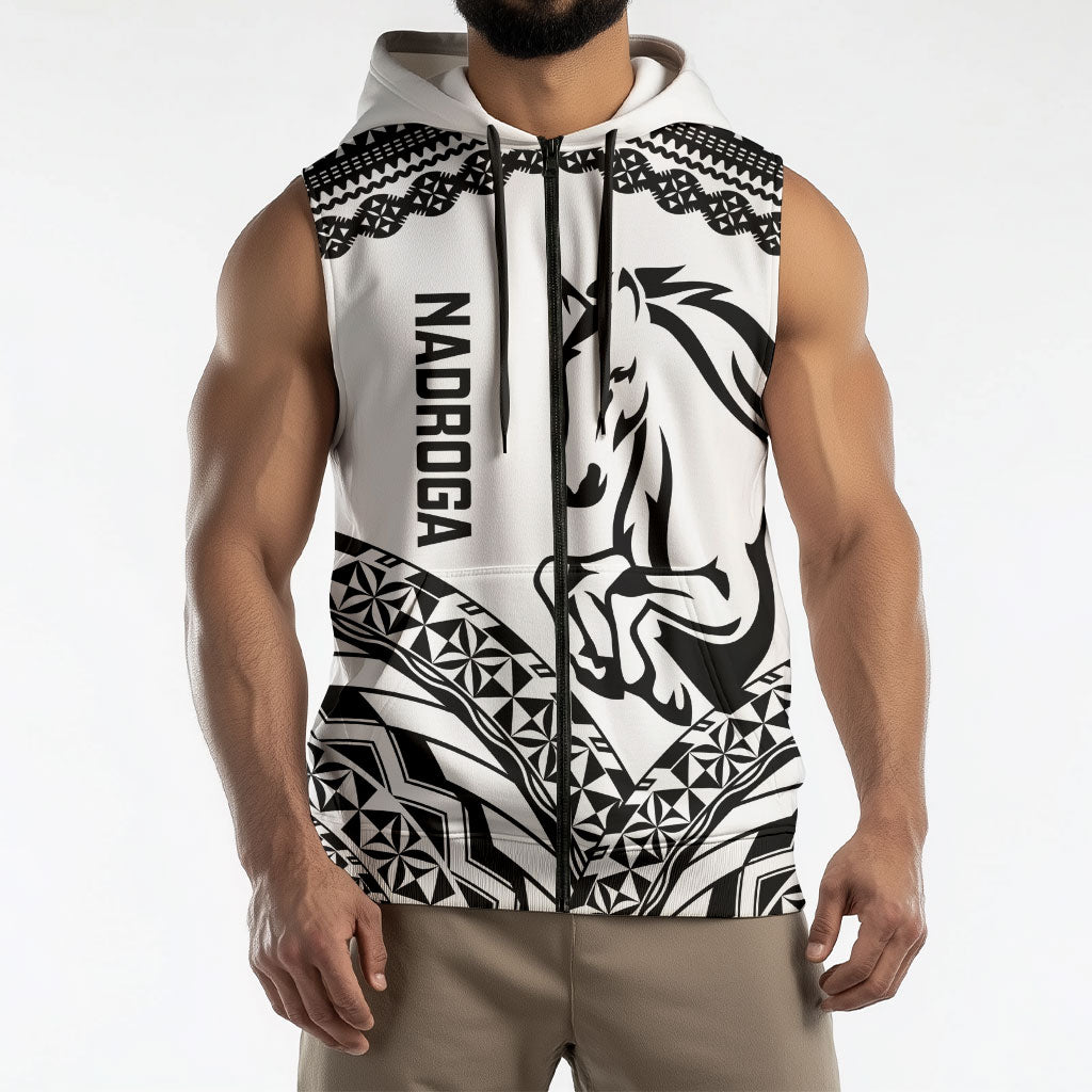 Nadroga Fiji 2026 Rugby Custom Sleeveless Zip Hoodie Stallion Fijian Tapa Pattern LT14 - Polynesian Pride