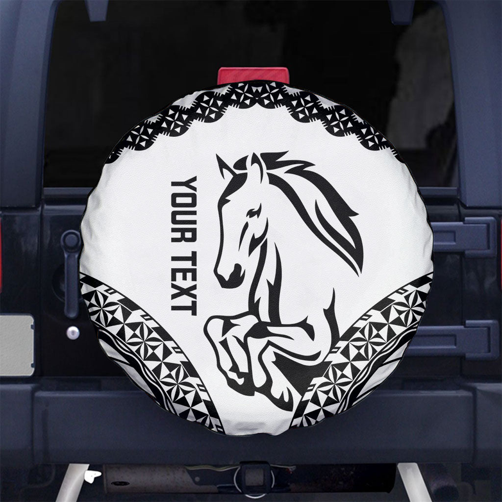Nadroga Fiji 2026 Rugby Custom Spare Tire Cover Stallion Fijian Tapa Pattern LT14 No hole White - Polynesian Pride