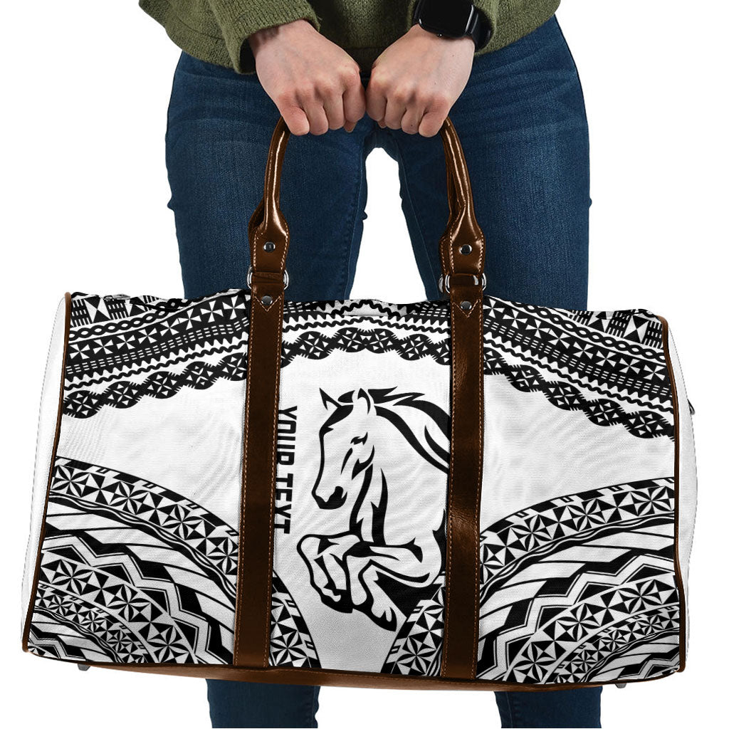 Nadroga Fiji 2026 Rugby Custom Travel Bag Stallion Fijian Tapa Pattern LT14 White - Polynesian Pride