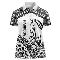Nadroga Fiji 2026 Rugby Custom Women Polo Shirt Stallion Fijian Tapa Pattern LT14 Female White - Polynesian Pride