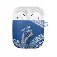 Yasawa Fiji 2026 Rugby Custom AirPods Case Marlin Fijian Tapa Pattern LT14 Blue - Polynesian Pride