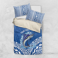 Yasawa Fiji 2026 Rugby Custom Bedding Set Marlin Fijian Tapa Pattern LT14 US Twin 172cm x 218cm Blue - Polynesian Pride