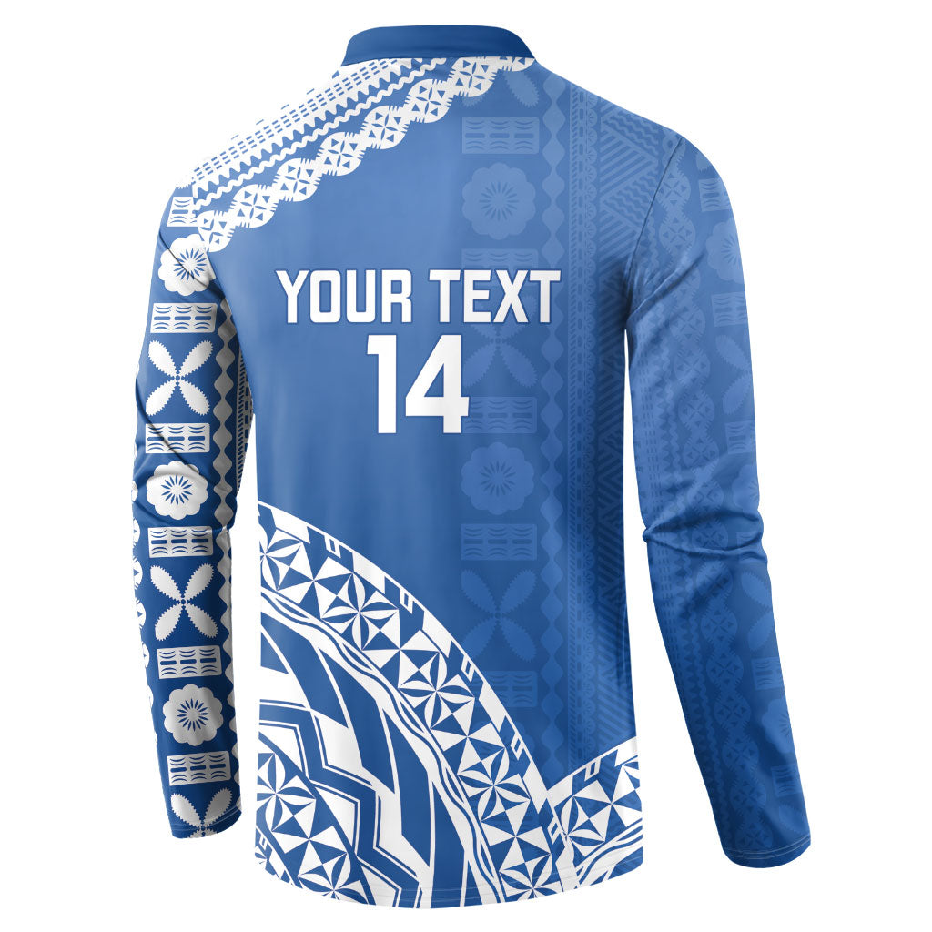 Yasawa Fiji 2026 Rugby Custom Button Sweatshirt Marlin Fijian Tapa Pattern LT14 - Polynesian Pride