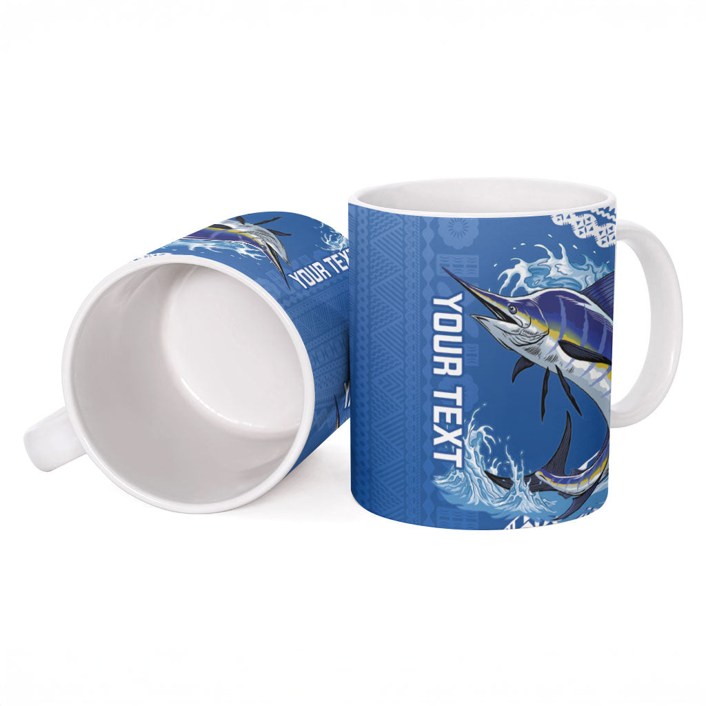Yasawa Fiji 2026 Rugby Custom Ceramic Mug Marlin Fijian Tapa Pattern LT14 - Polynesian Pride