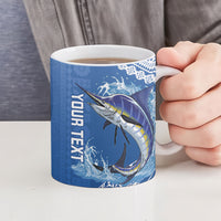 Yasawa Fiji 2026 Rugby Custom Ceramic Mug Marlin Fijian Tapa Pattern LT14 - Polynesian Pride