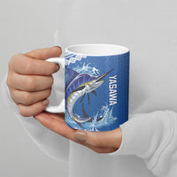 Yasawa Fiji 2026 Rugby Custom Ceramic Mug Marlin Fijian Tapa Pattern LT14 - Polynesian Pride